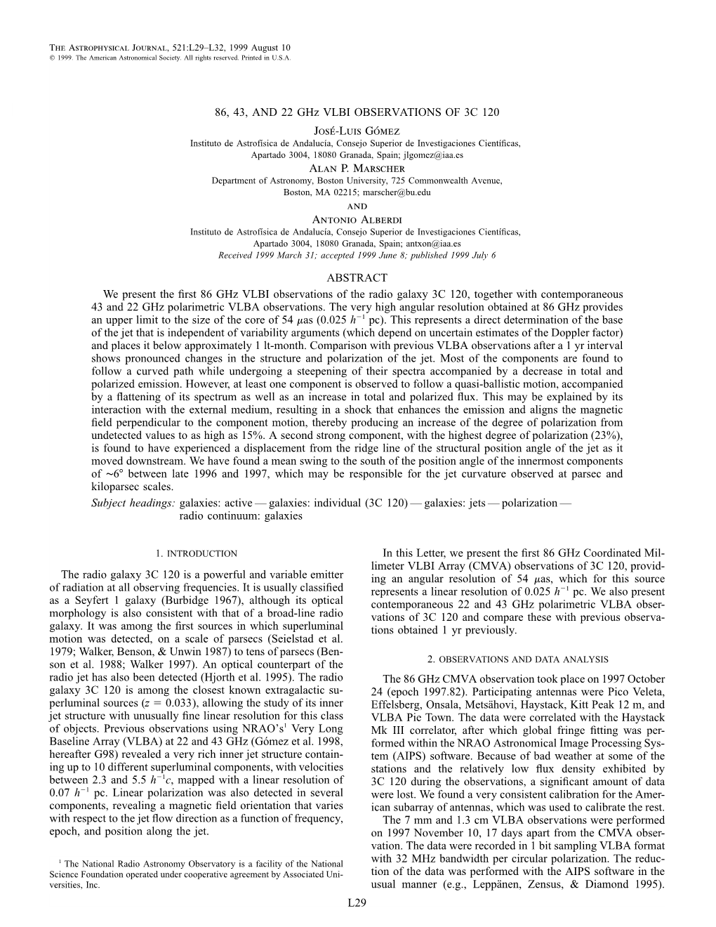 86, 43, and 22 Ghz VLBI Observations of 3C