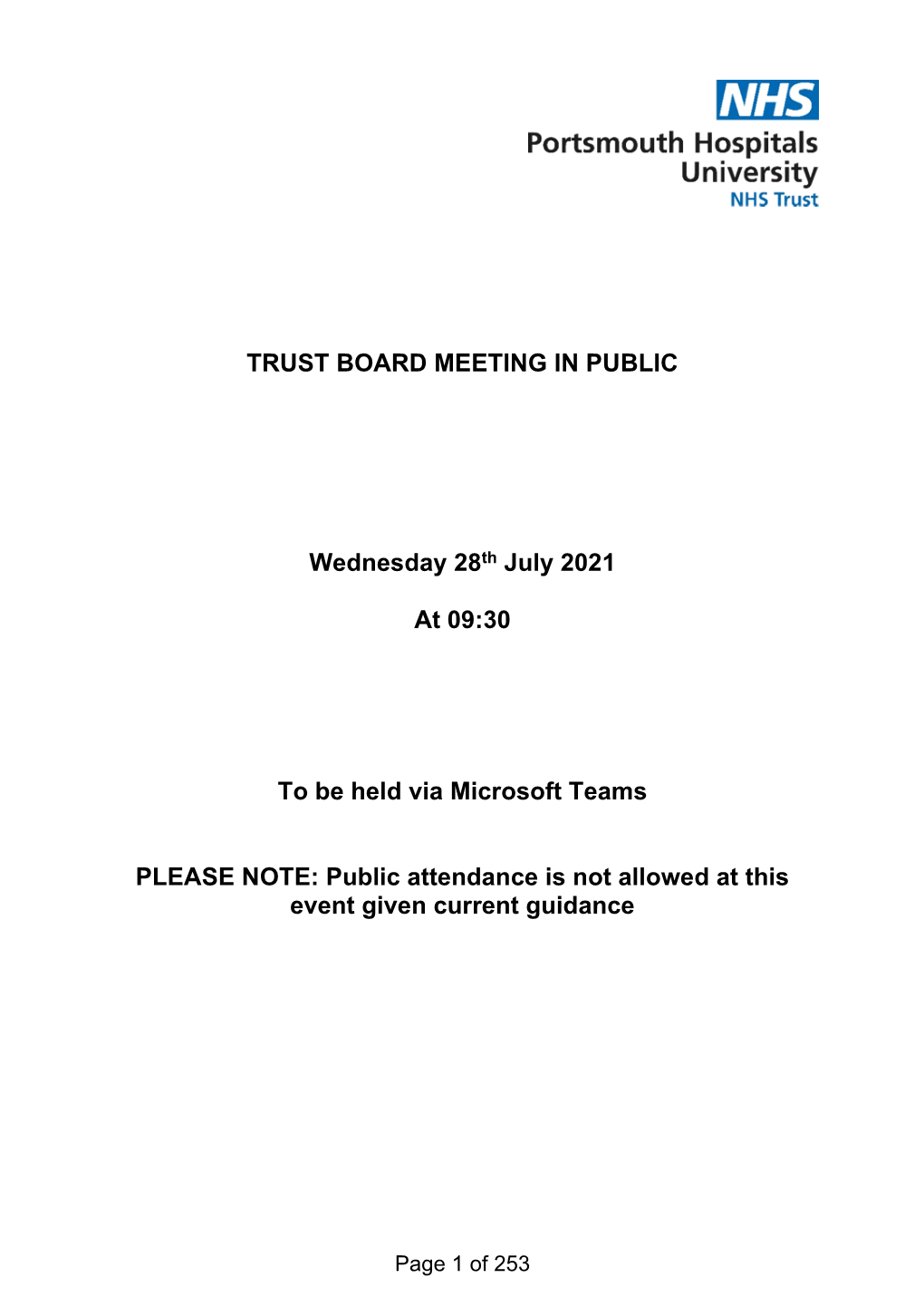 Trust Board Meeting in Public