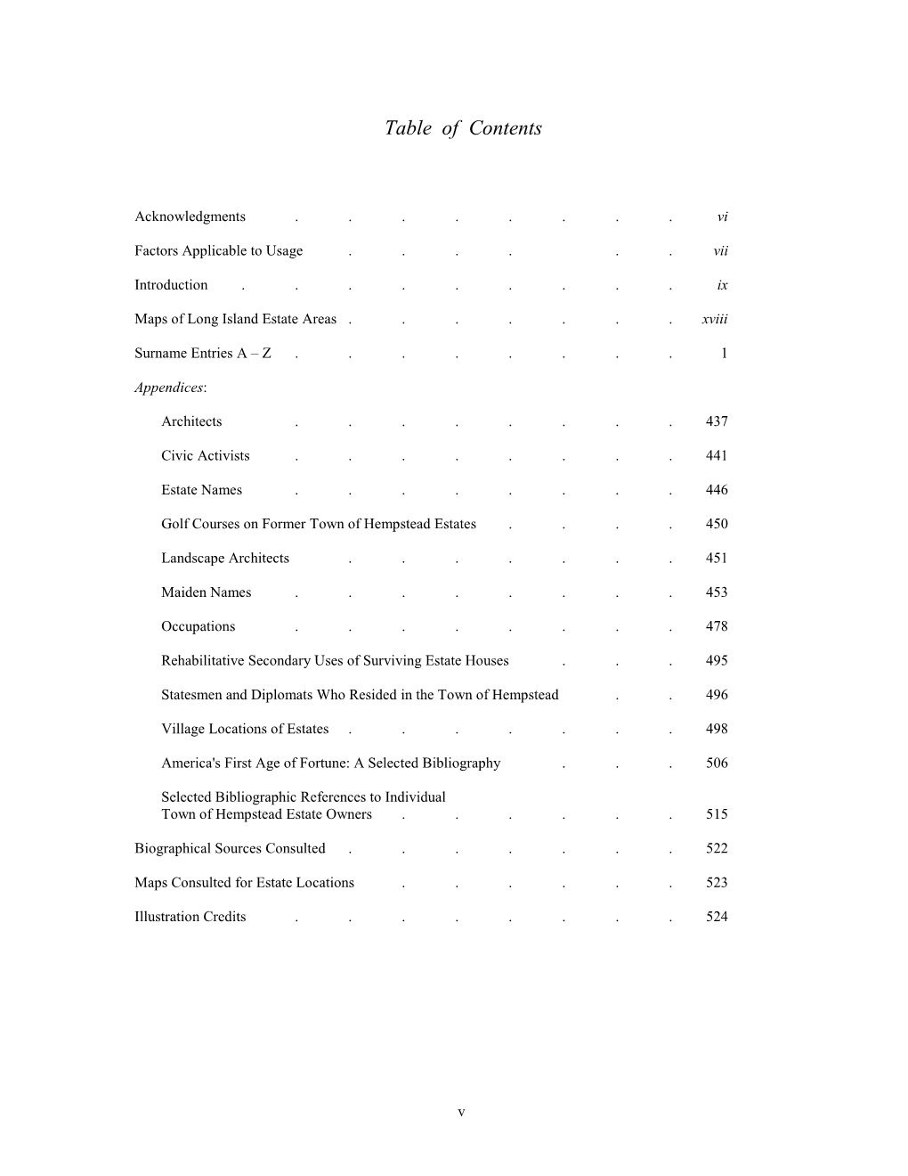 Table of Contents