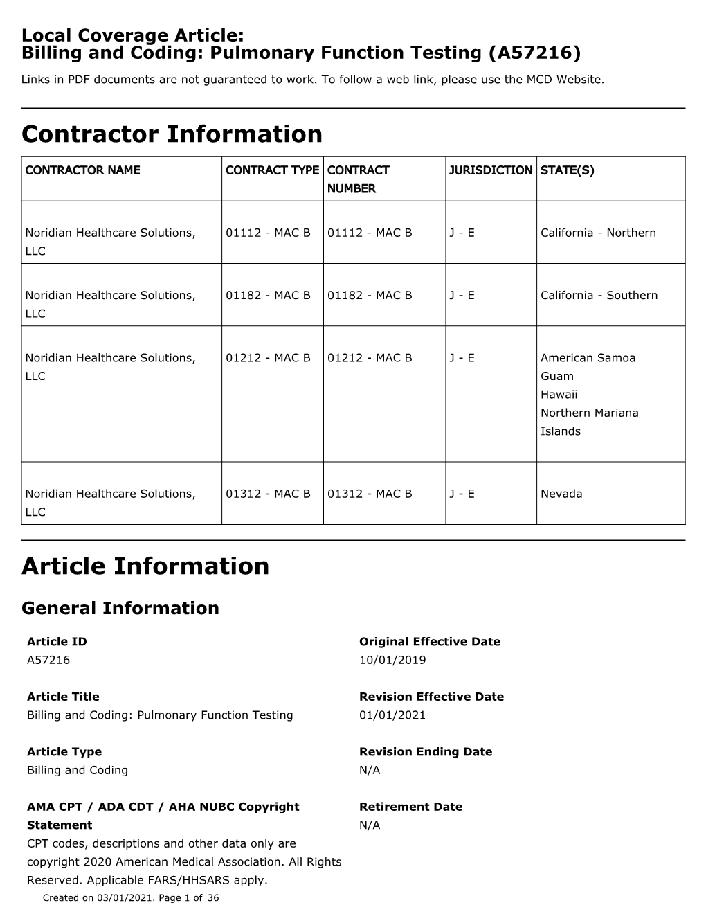 Billing and Coding: Pulmonary Function Testing (A57216)