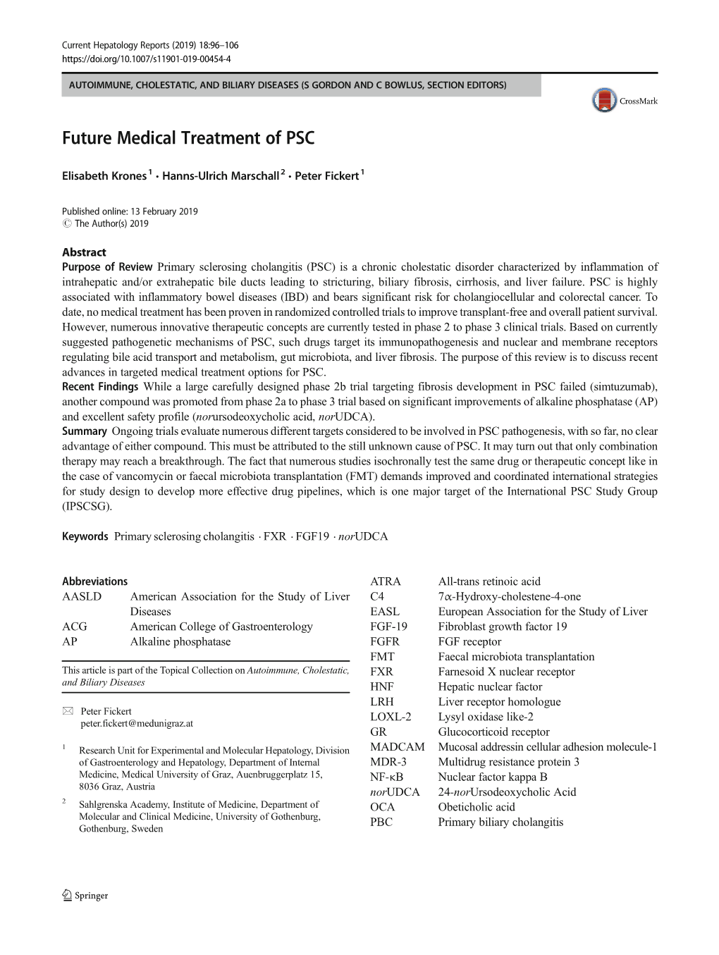 Future Medical Treatment of PSC