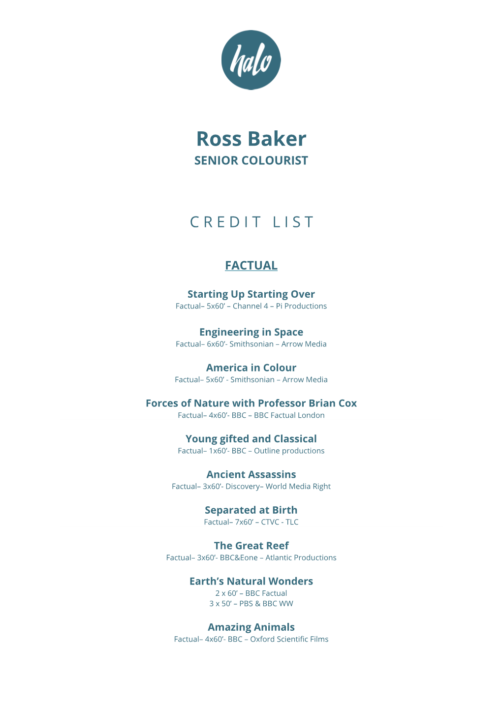 Ross Baker SENIOR COLOURIST