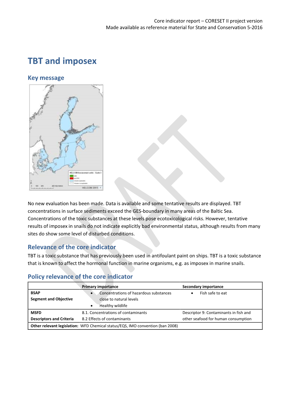 CORESET II Project Version Made Available As Reference Material for State and Conservation 5-2016