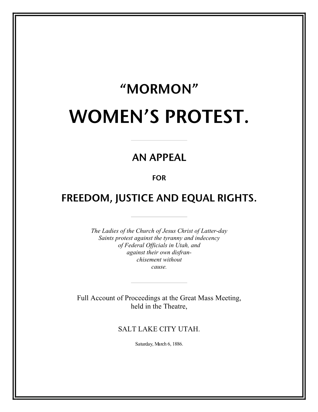 “Mormon” Women's Protest