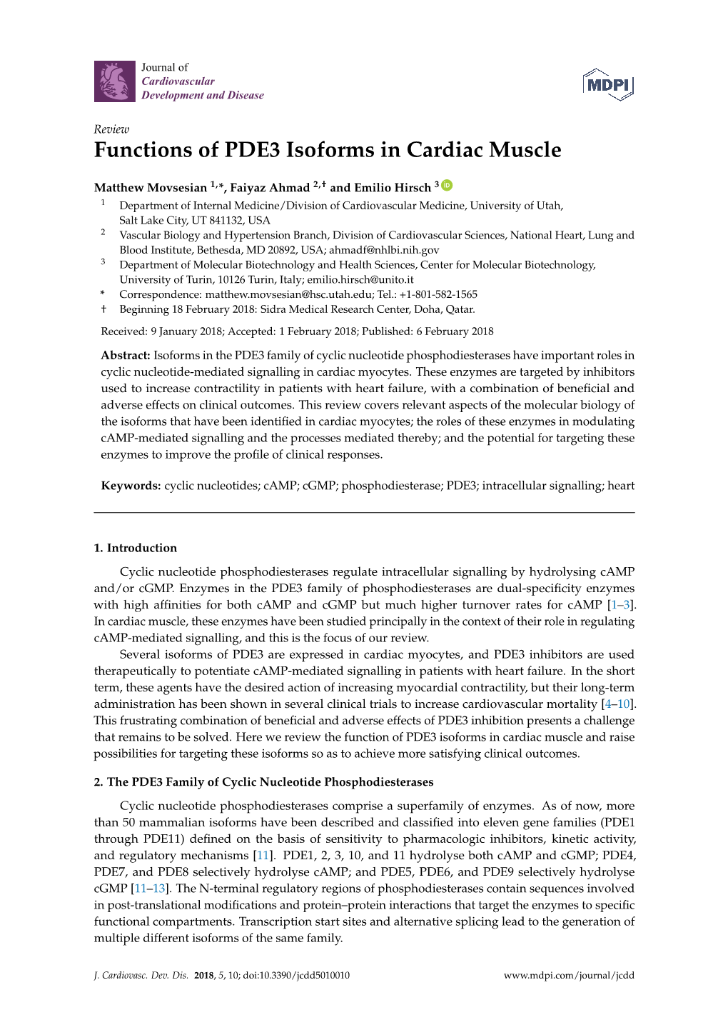 Functions of PDE3 Isoforms in Cardiac Muscle