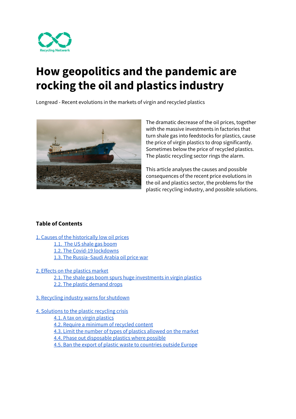 How Geopolitics and the Pandemic Are Rocking the Oil and Plastics Industry