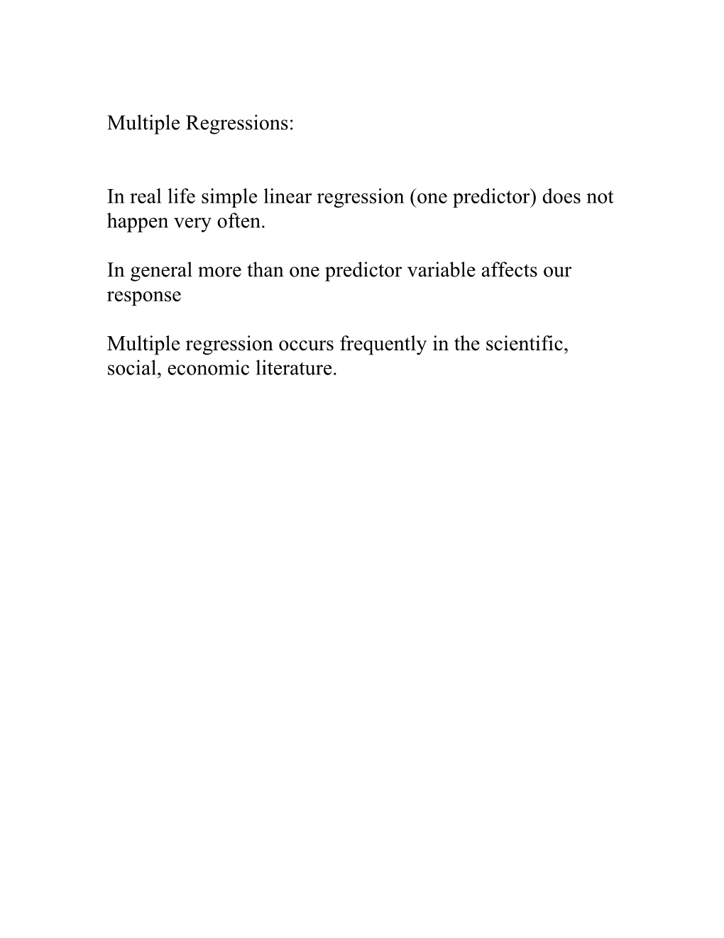 Multiple Regressions