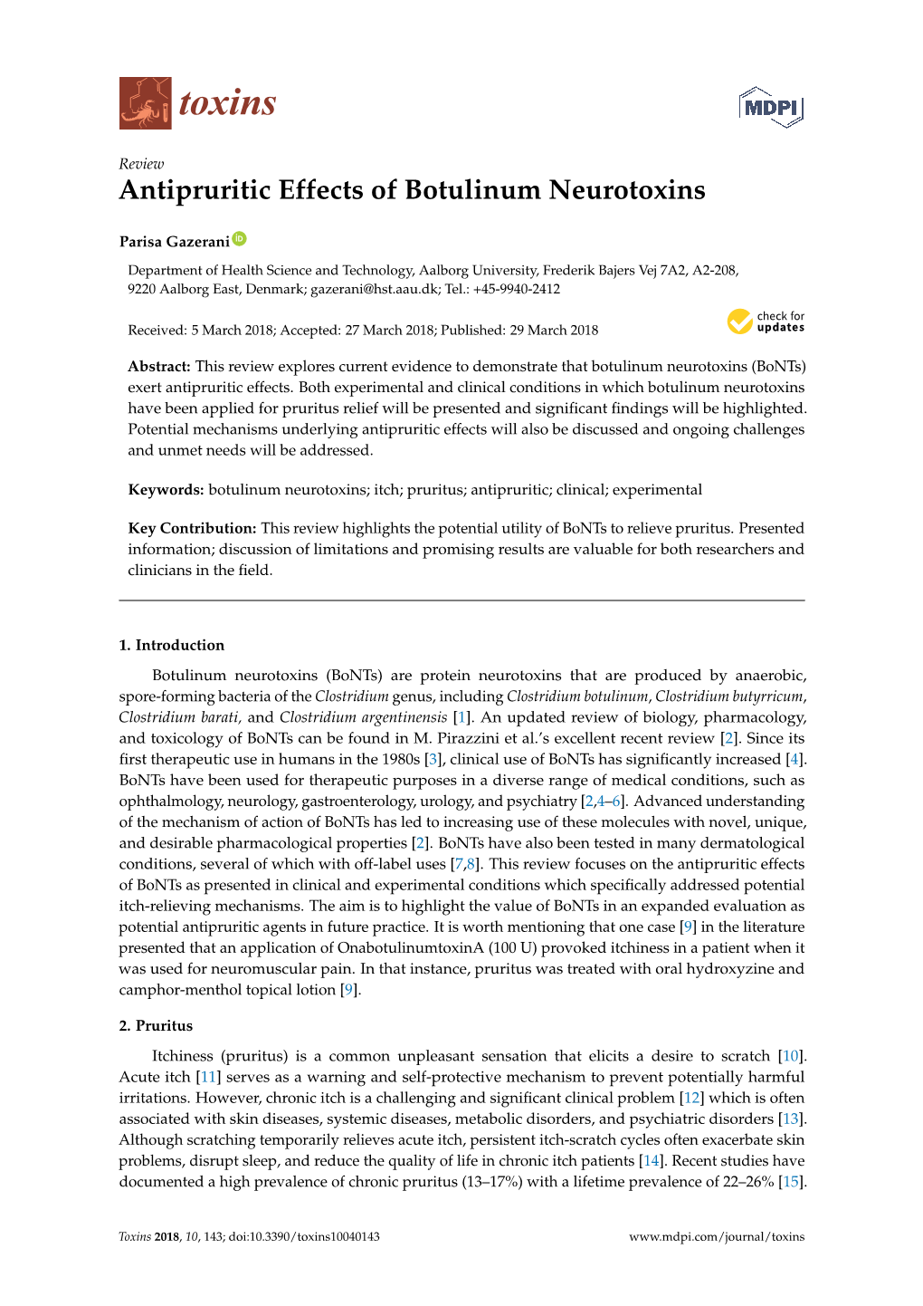 Antipruritic Effects of Botulinum Neurotoxins