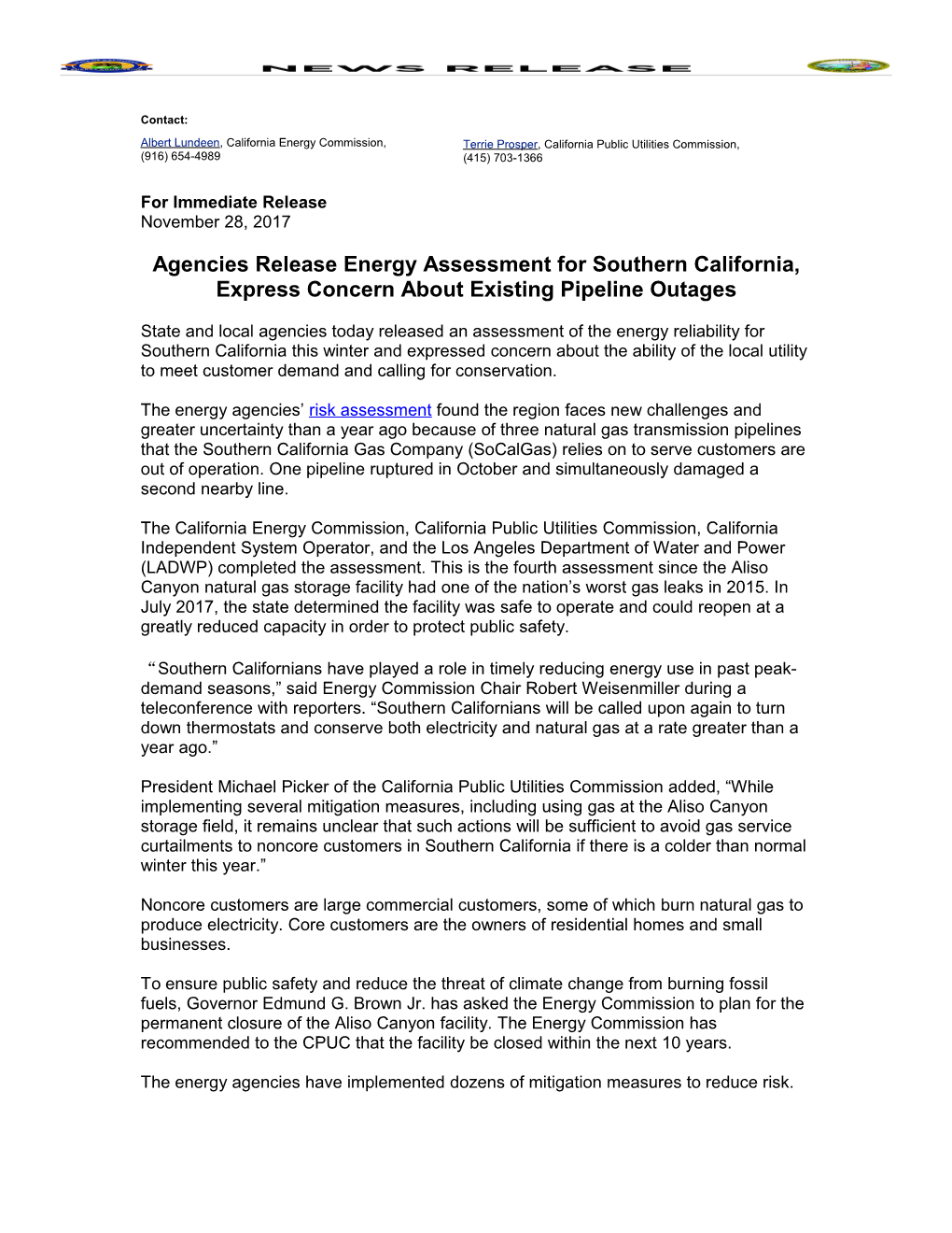 Agencies Release Energy Assessment for Southern California, Express Concern About Existing