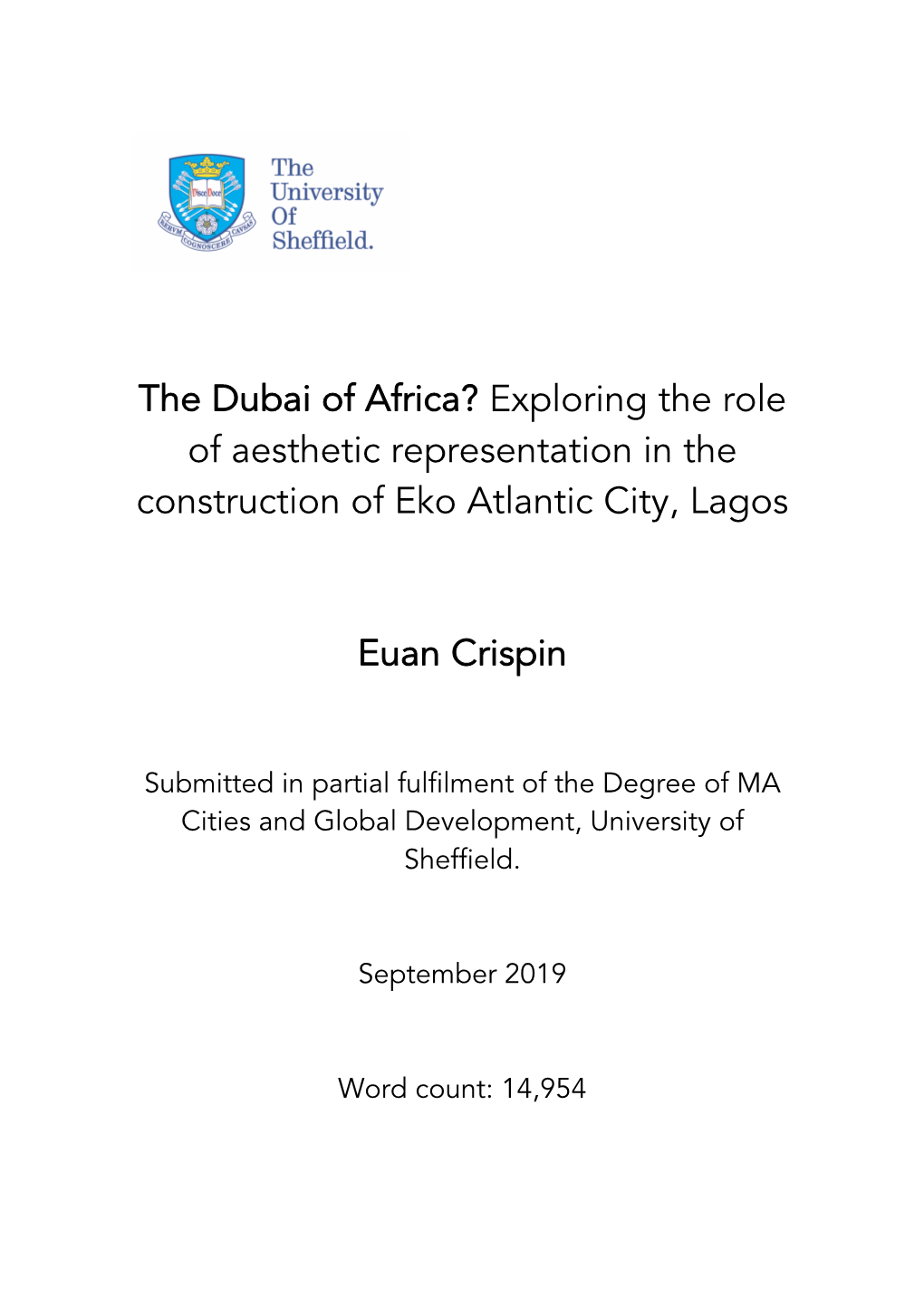 Of Aesthetic Representation in the Construction of Eko Atlantic City, Lagos