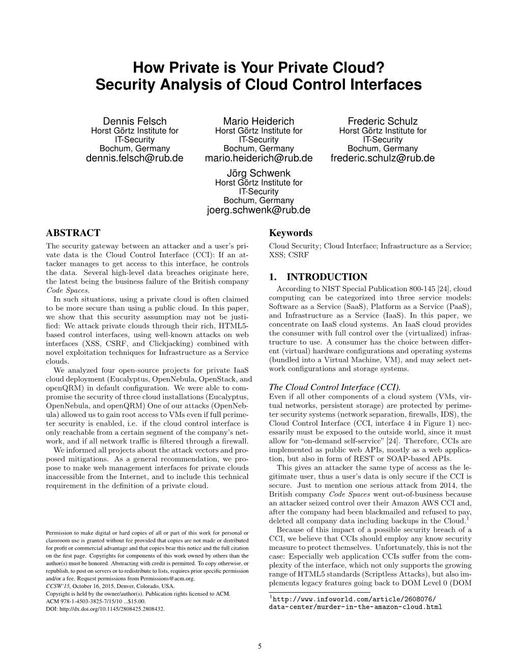 Security Analysis of Cloud Control Interfaces