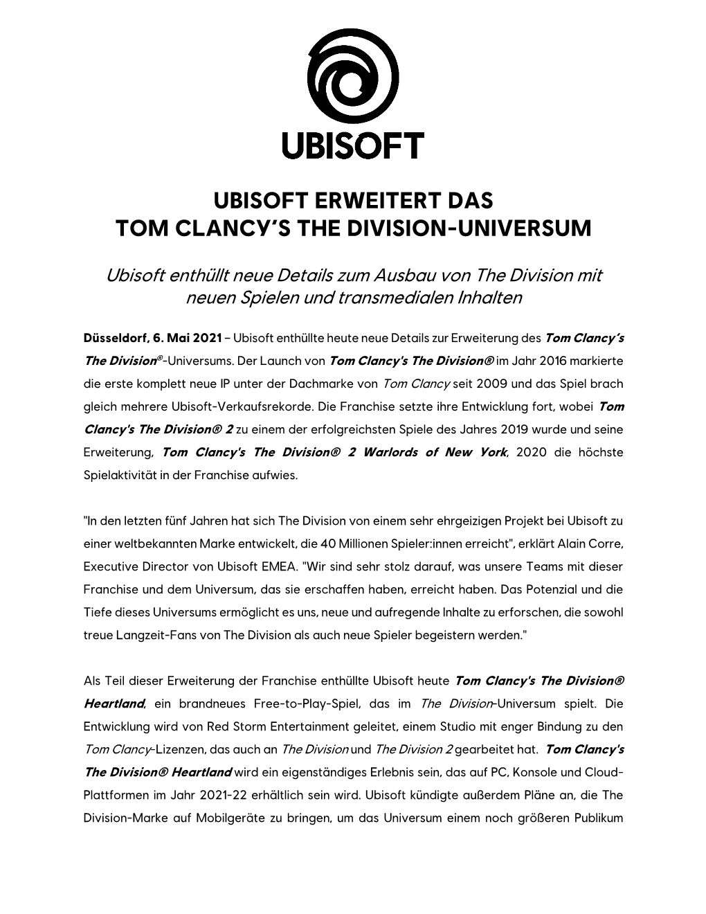 Ubisoft Erweitert Das Tom Clancy's the Division