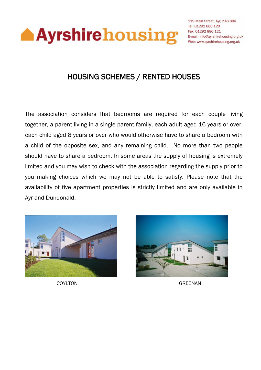 Housing Schemes / Rented Houses