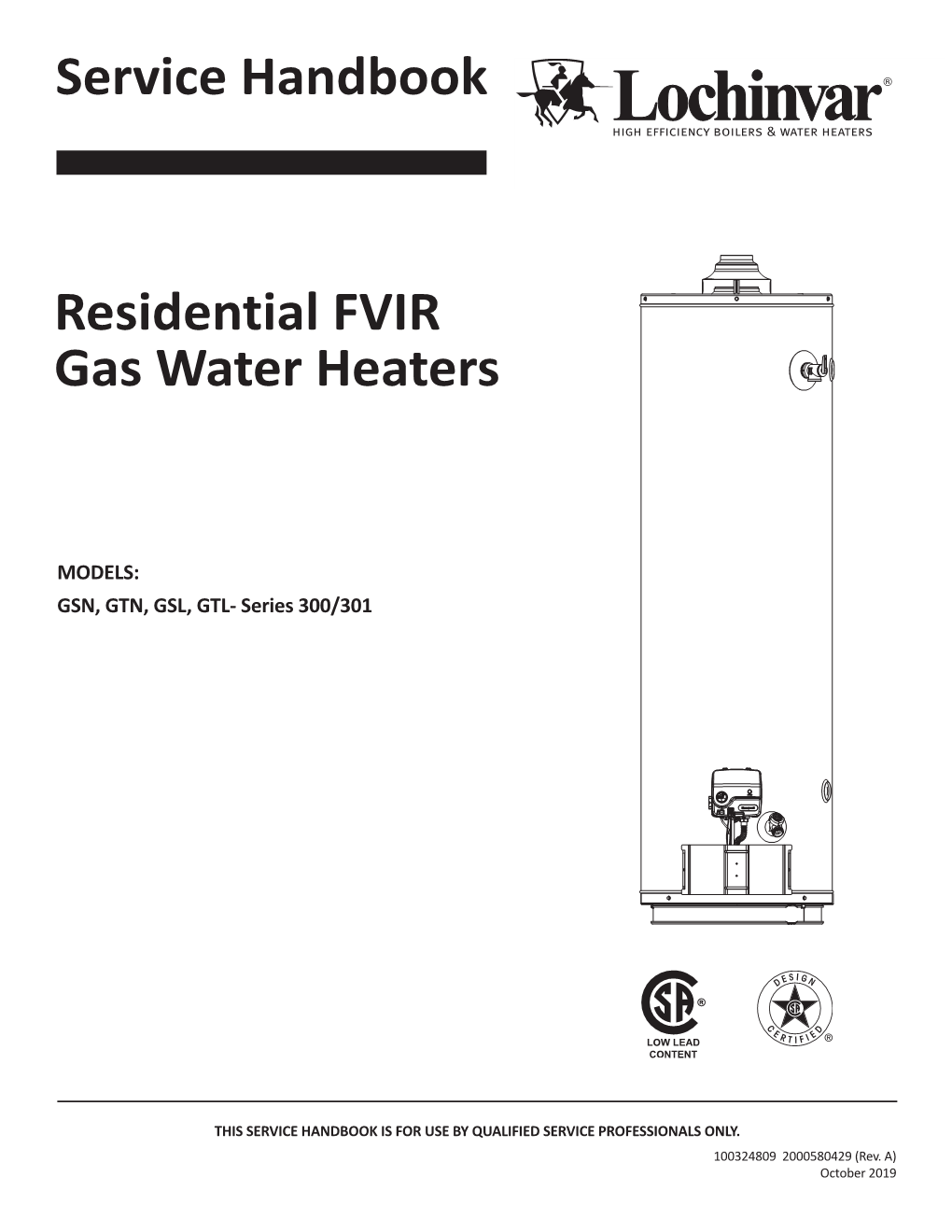 Service Handbook Residential FVIR Gas Water Heaters