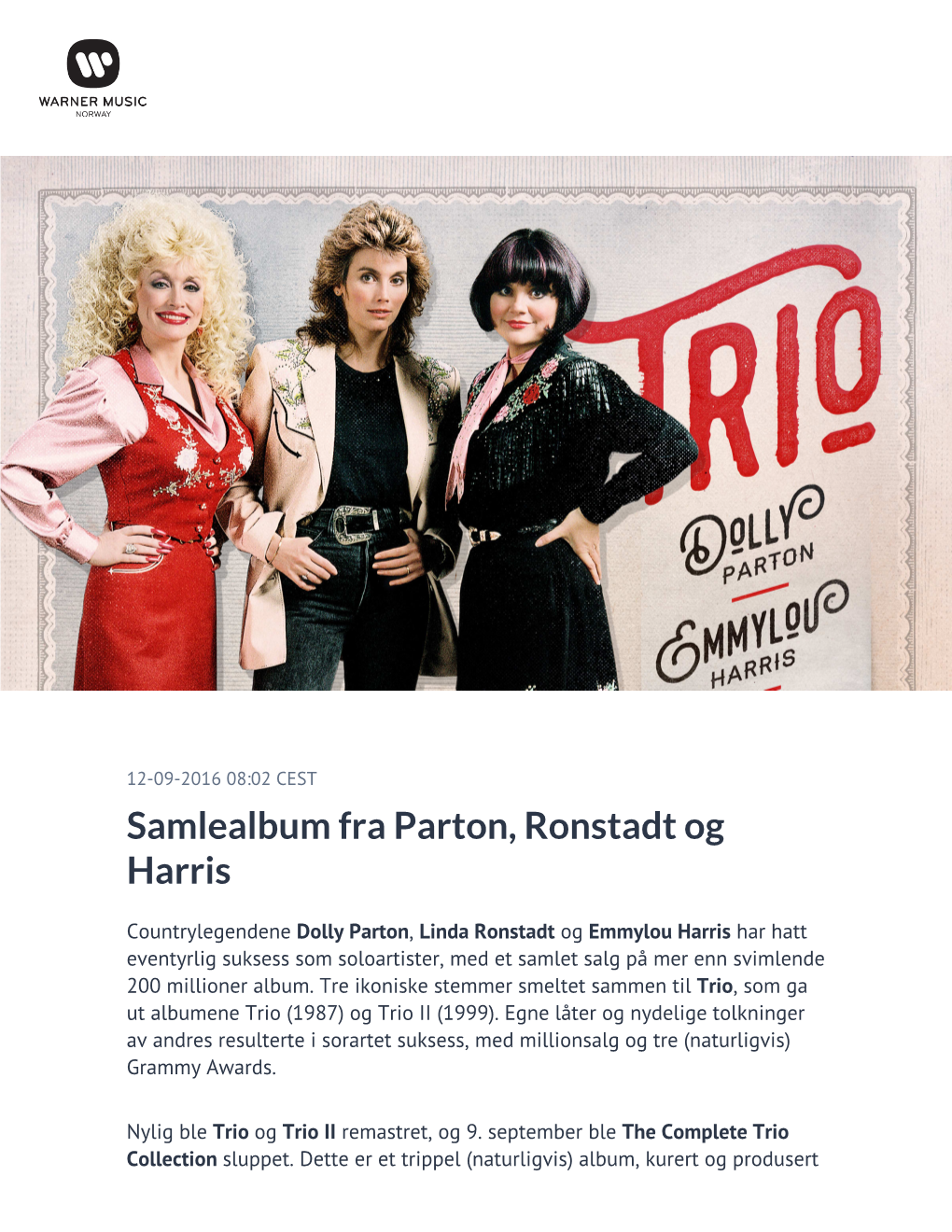 Samlealbum Fra Parton, Ronstadt Og Harris