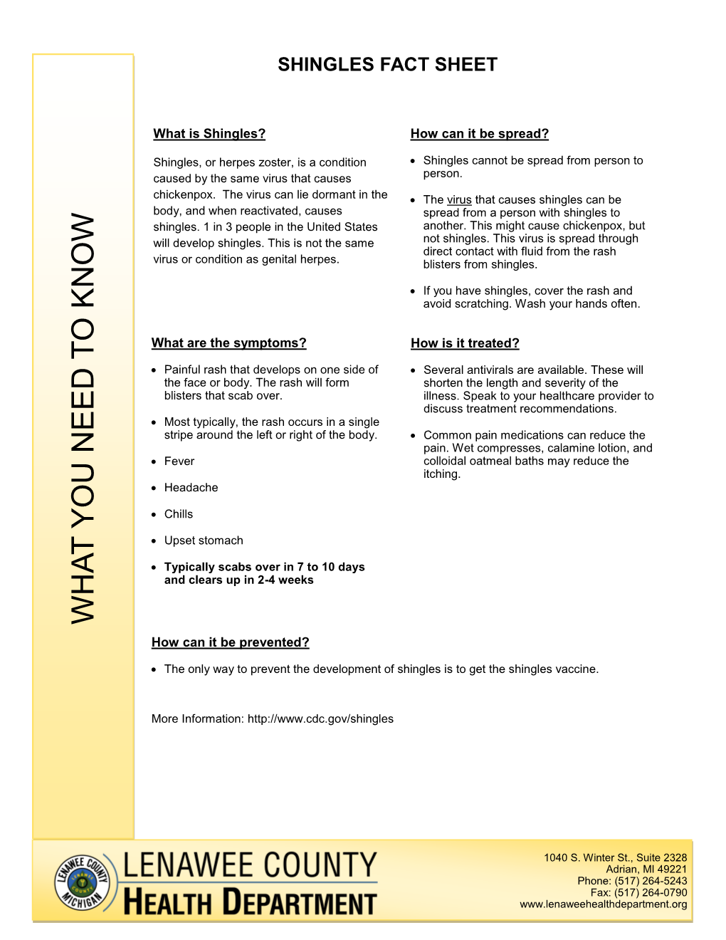 Shingles Fact Sheet