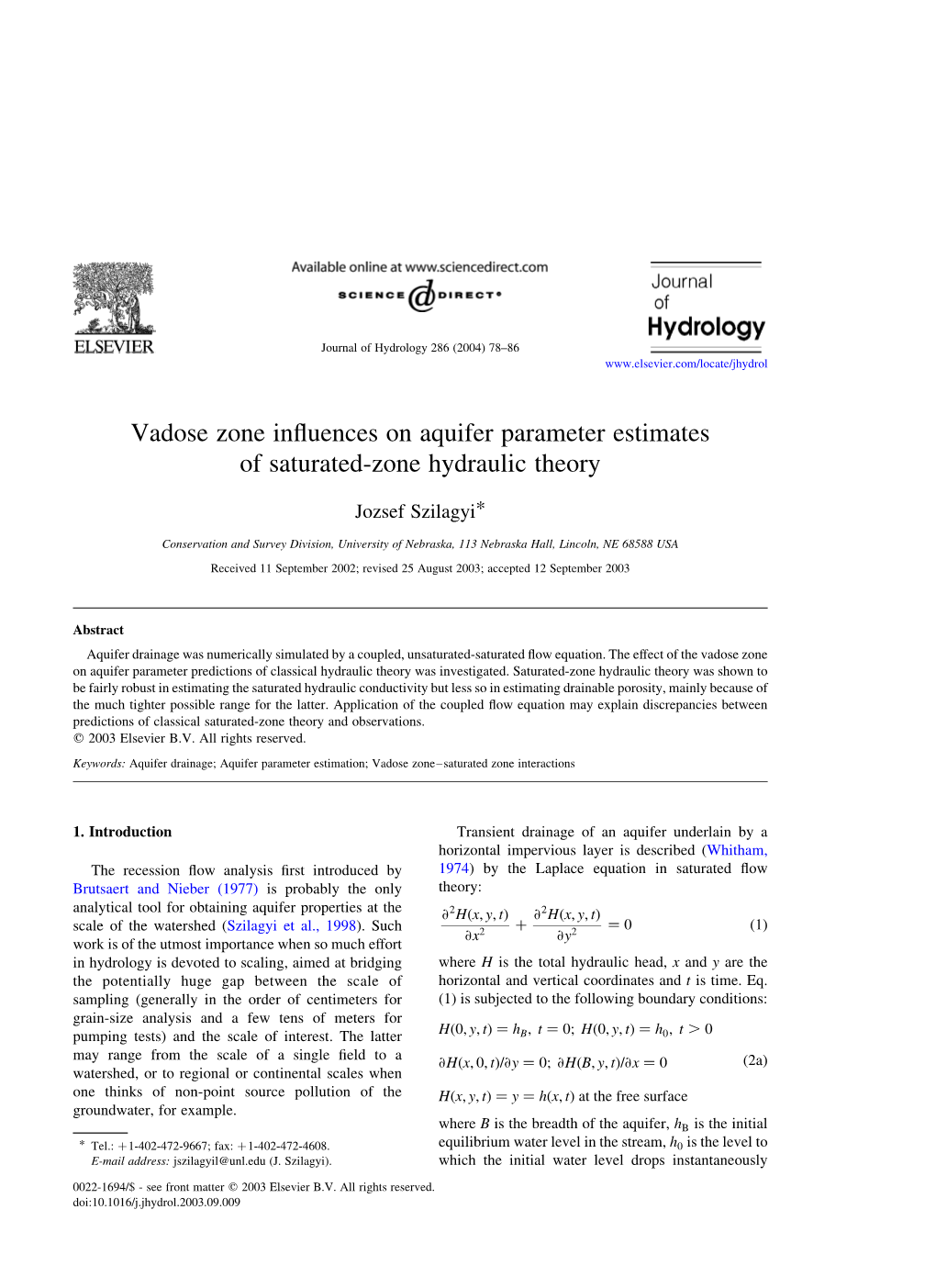 Vadose Zone Influences on Aquifer Parameter Estimates of Saturated-Zone Hydraulic Theory