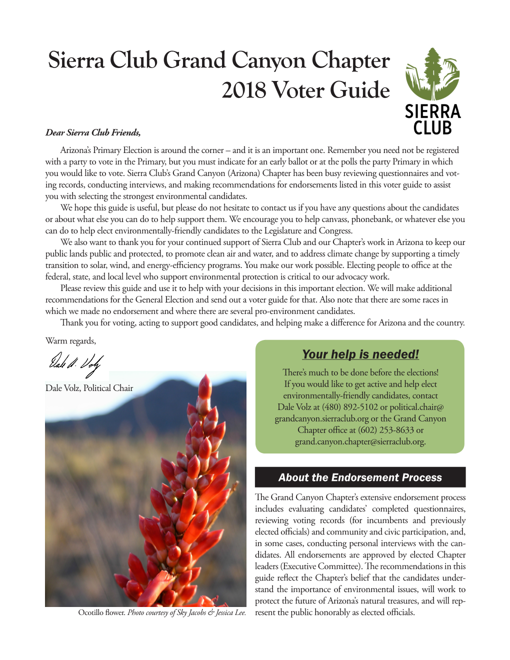 Sierra Club Grand Canyon Chapter 2018 Voter Guide