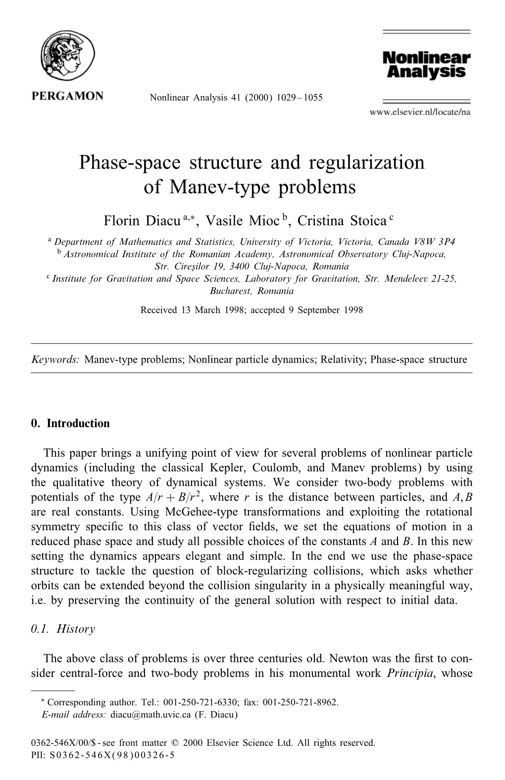 Phase-Space Structure and Regularization of Manev-Type Problems