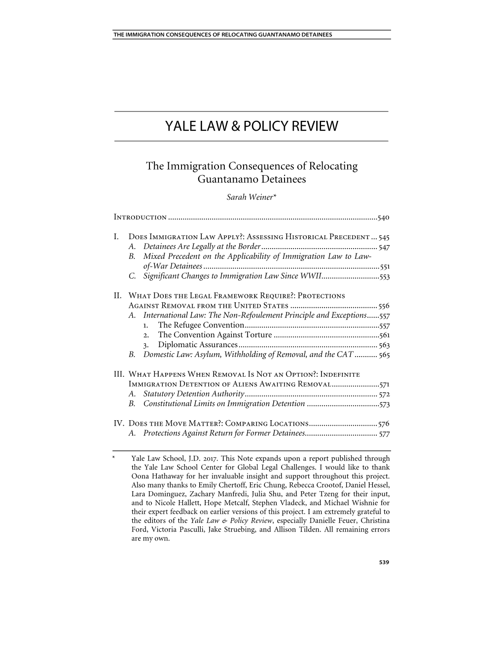 The Immigration Consequences of Relocating Guantanamo Detainees