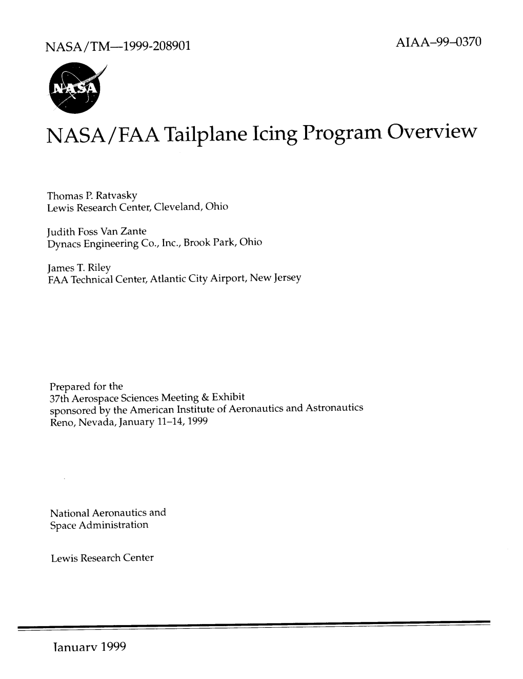 NASA/FAA Tailplane Icing Program Overview