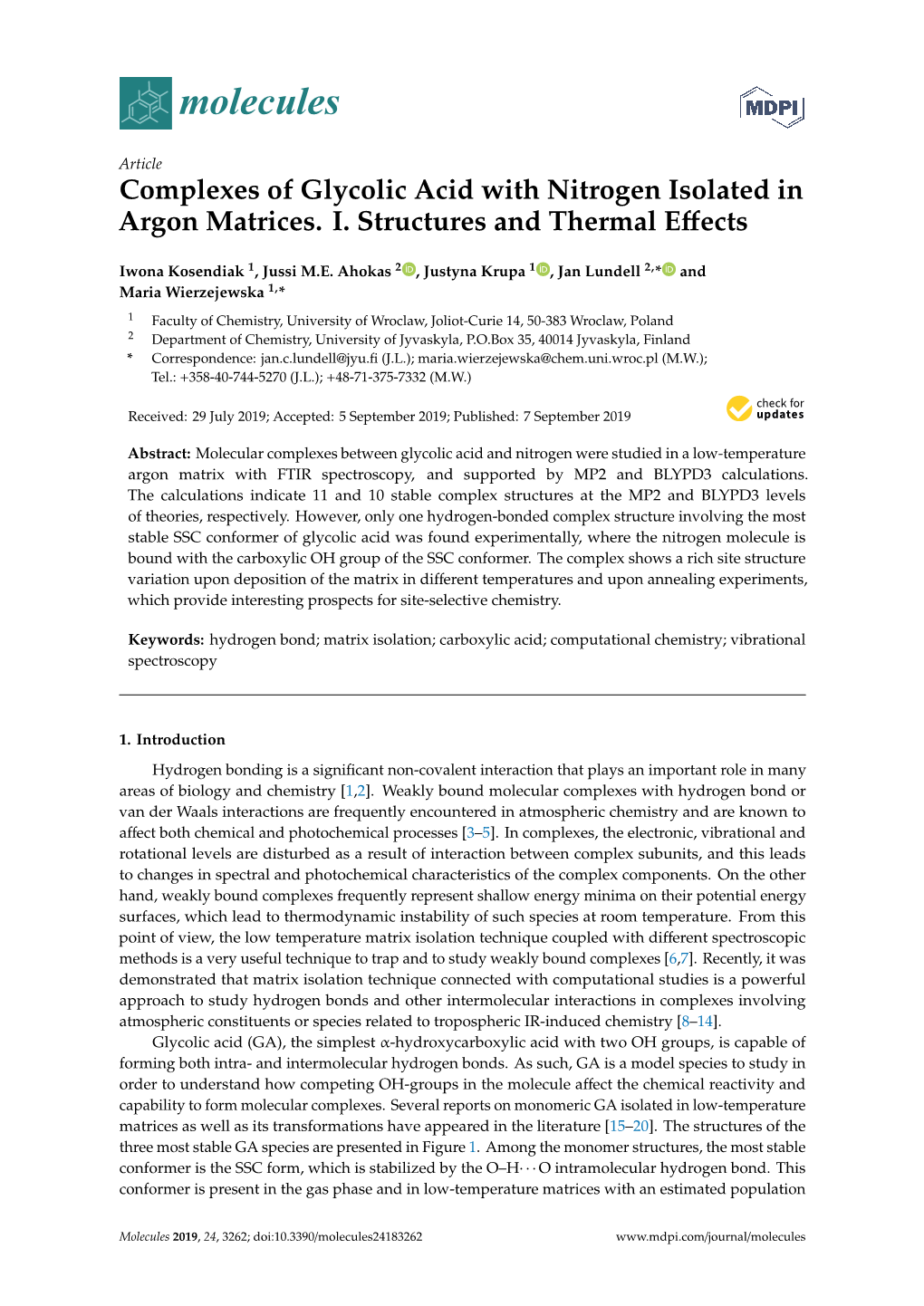 Complexes of Glycolic Acid with Nitrogen Isolated in Argon Matrices