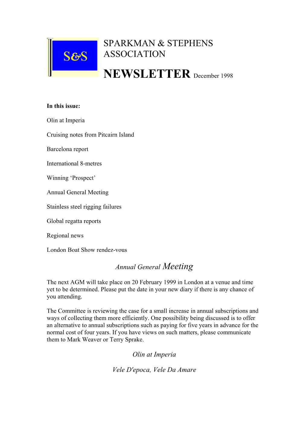 Association Newsletter, December