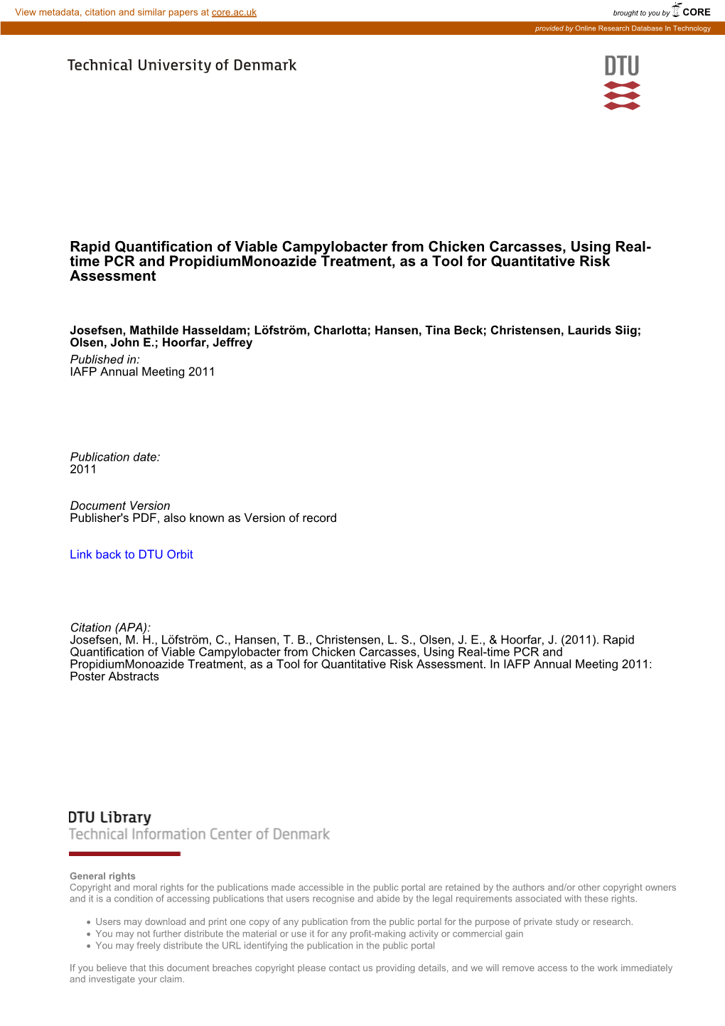 Time PCR and Propidiummonoazide Treatment, As a Tool for Quantitative Risk Assessment