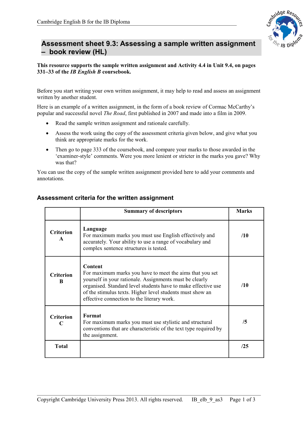 Extension Worksheet Topic 6 s2