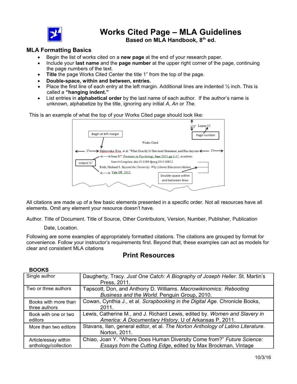 MLA Formatting Basics