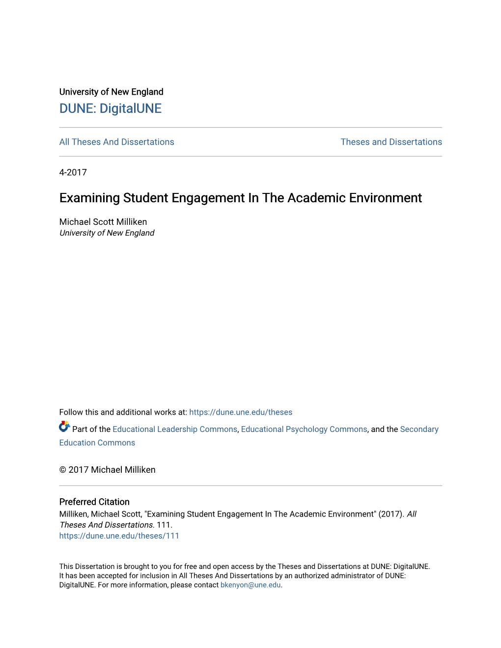 Examining Student Engagement in the Academic Environment