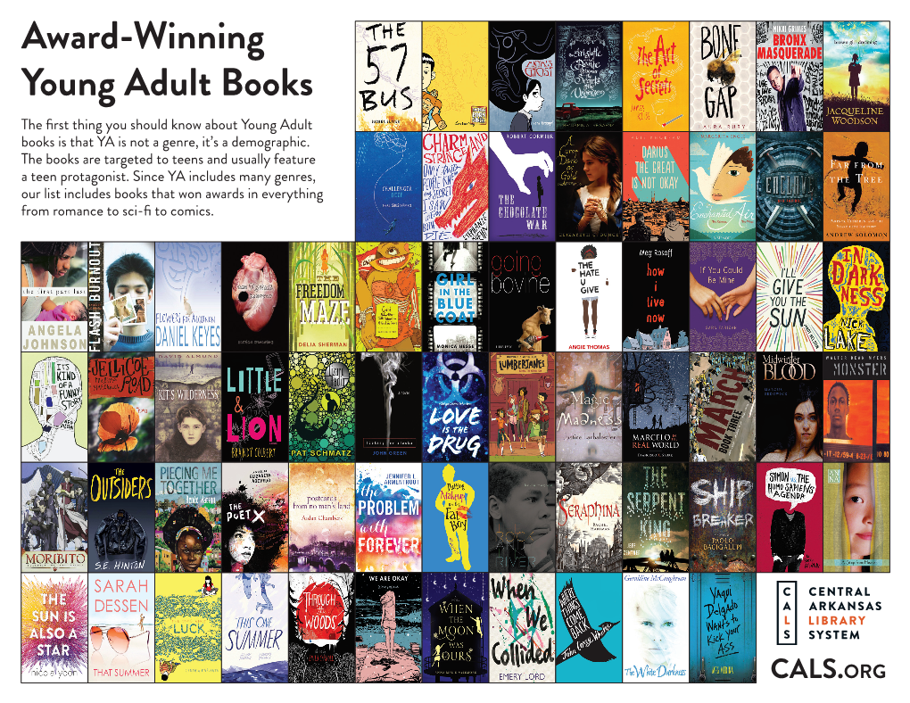 Award-Winning Young Adult Books the First Thing You Should Know About Young Adult Books Is That YA Is Not a Genre, It’S a Demographic