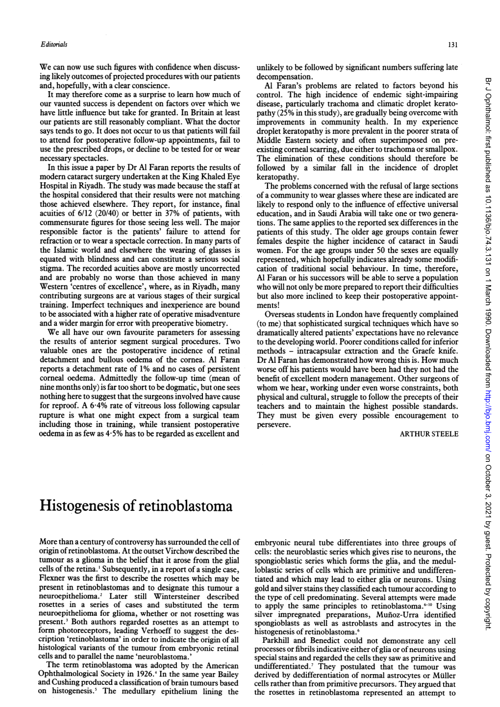 Histogenesis of Retinoblastoma