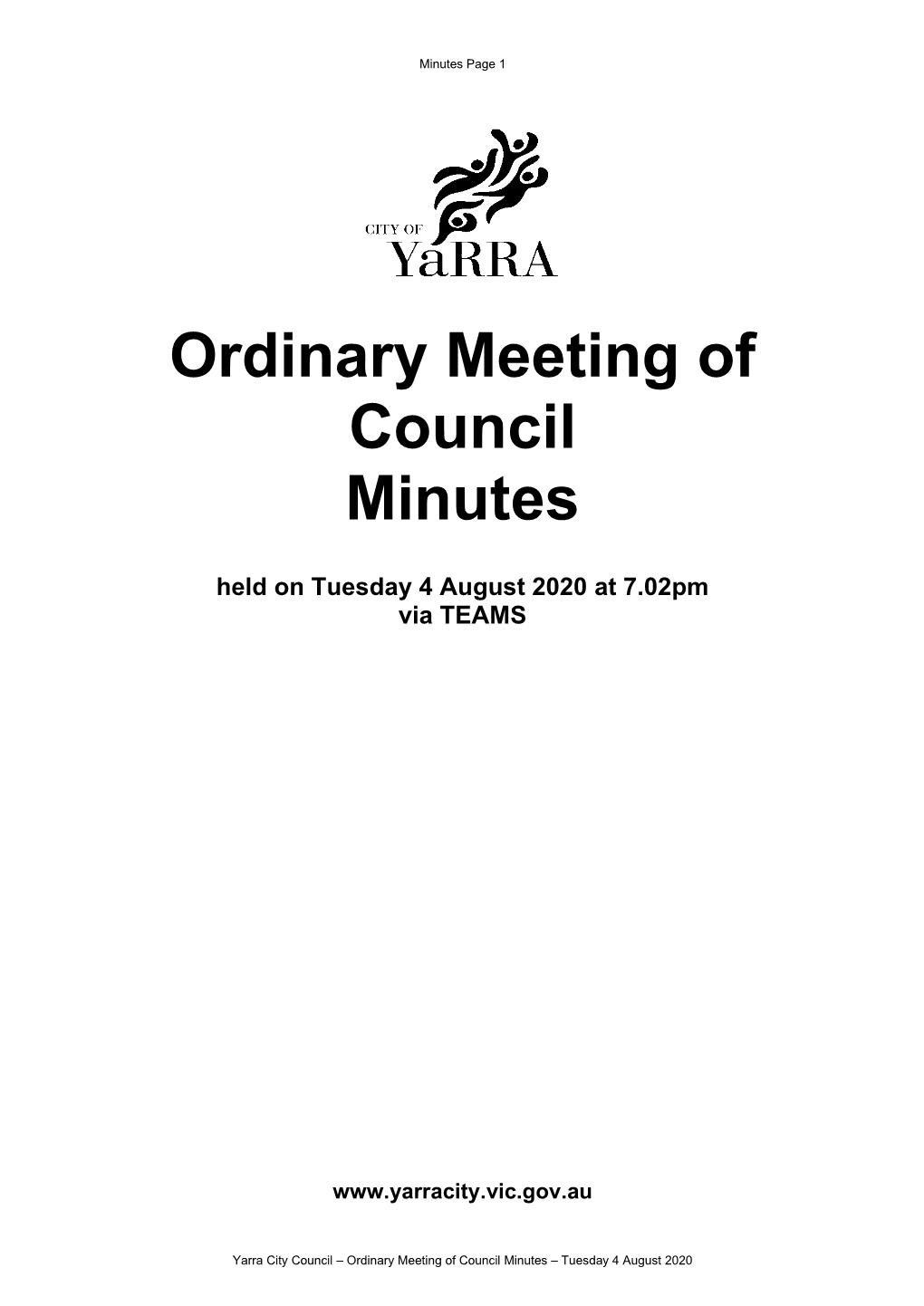 Minutes of Ordinary Council Meeting