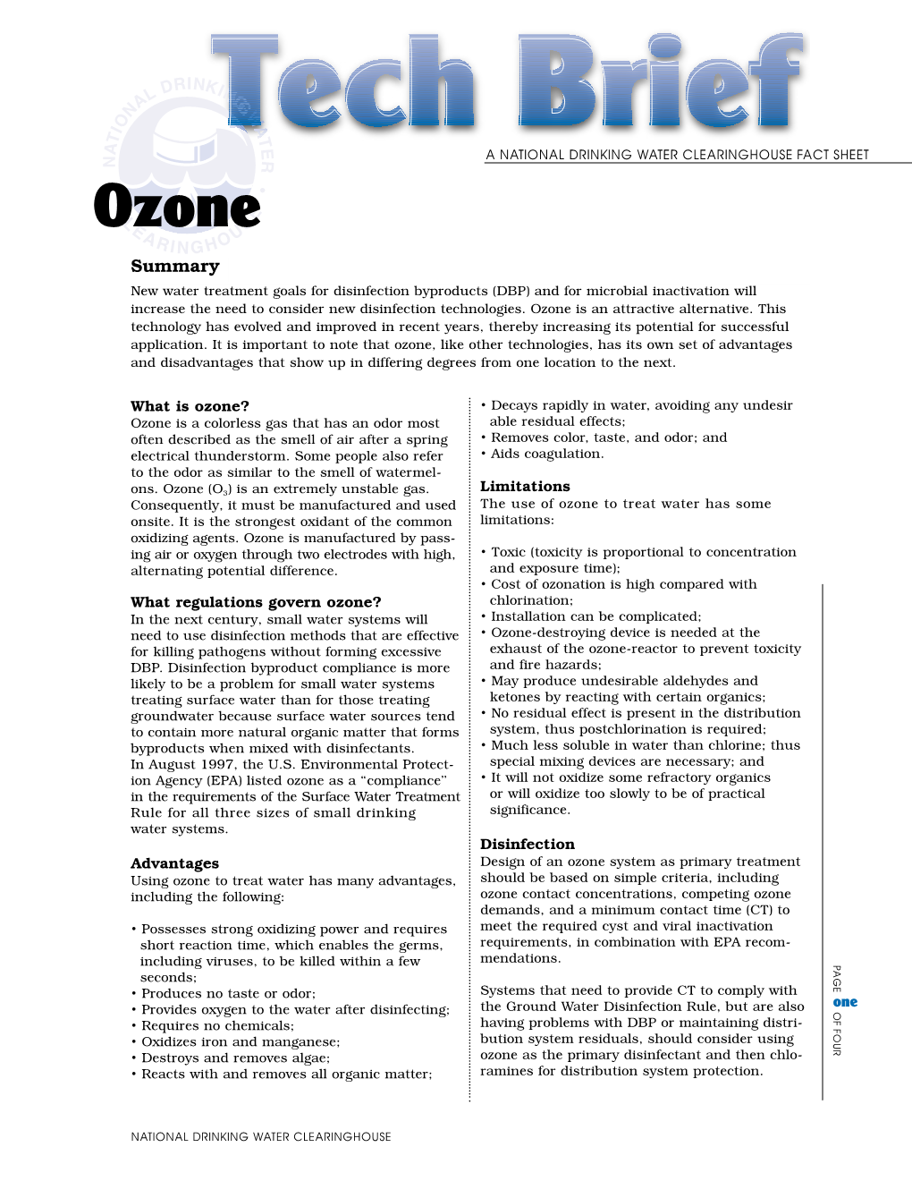 Ozone in Water Treatment: Application Waterin Treatment: Ozone