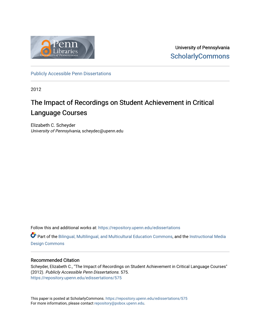 The Impact of Recordings on Student Achievement in Critical Language Courses