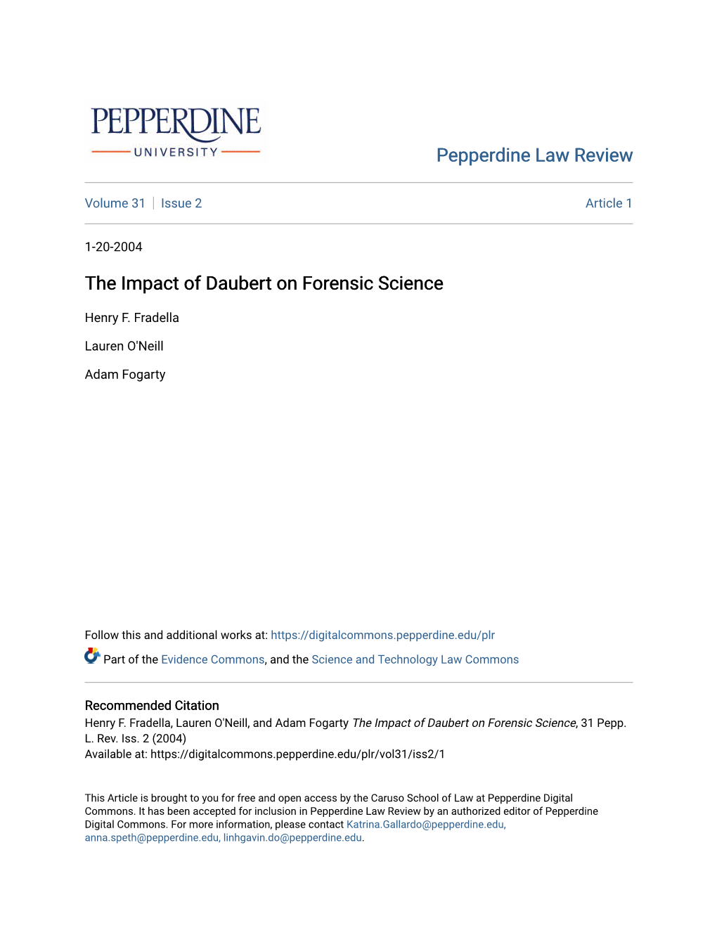 The Impact of Daubert on Forensic Science