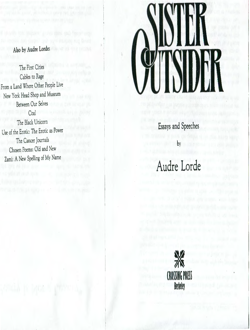 Sister Outsider by Audre Lorde