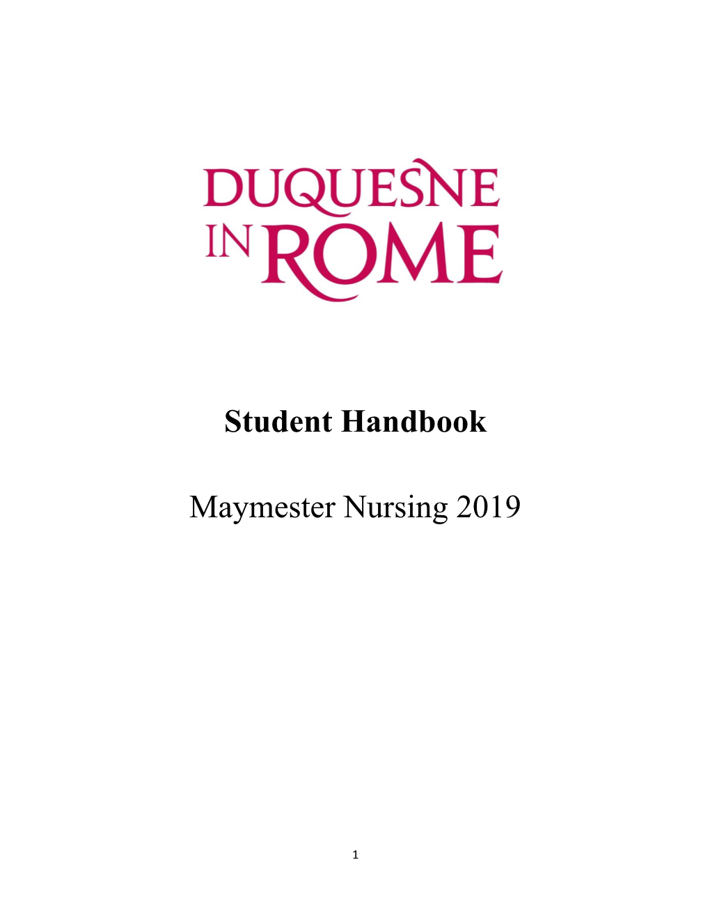 Student Handbook Maymester Nursing 2019