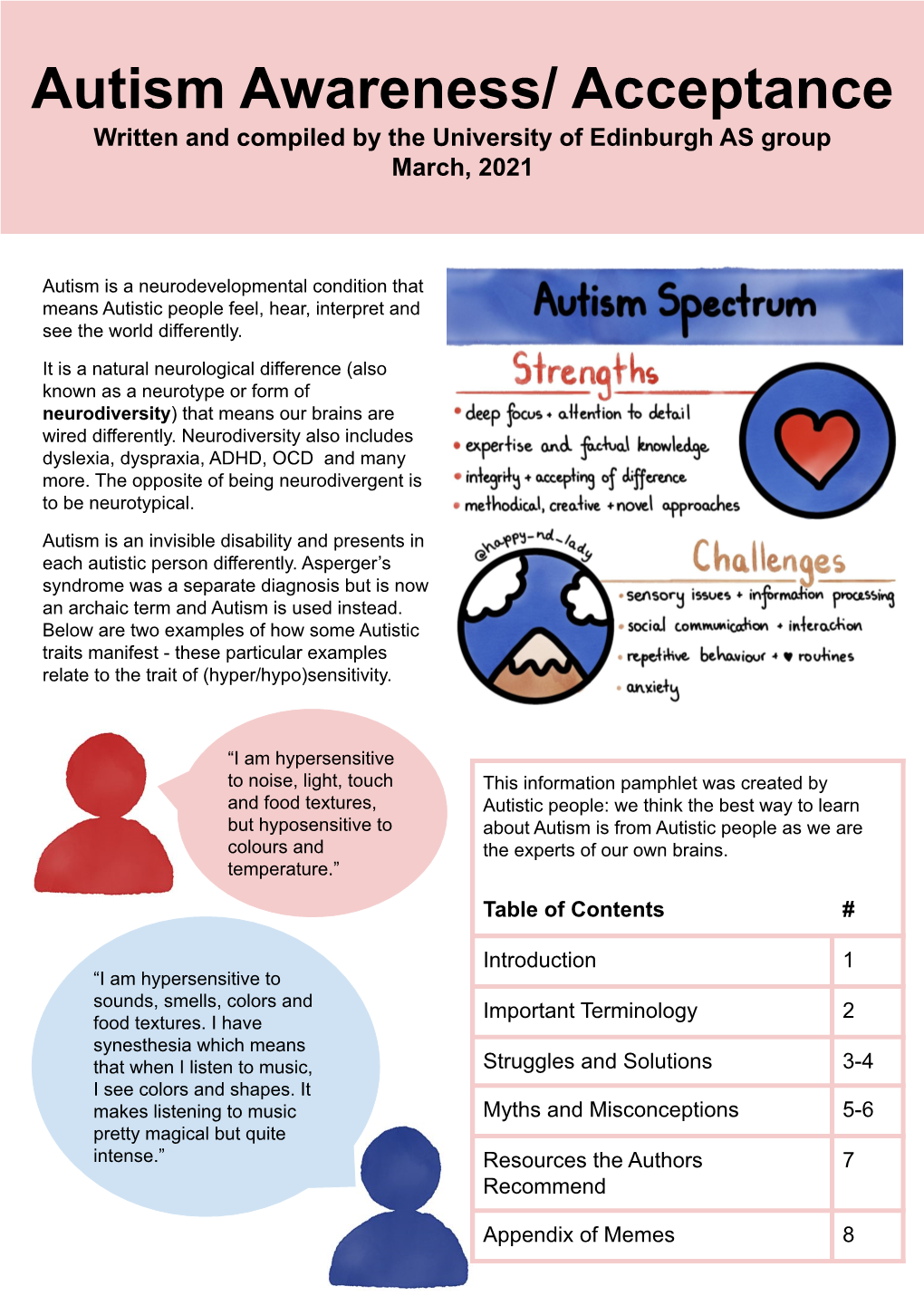Autism Awareness/ Acceptance Written and Compiled by the University of Edinburgh AS Group March, 2021