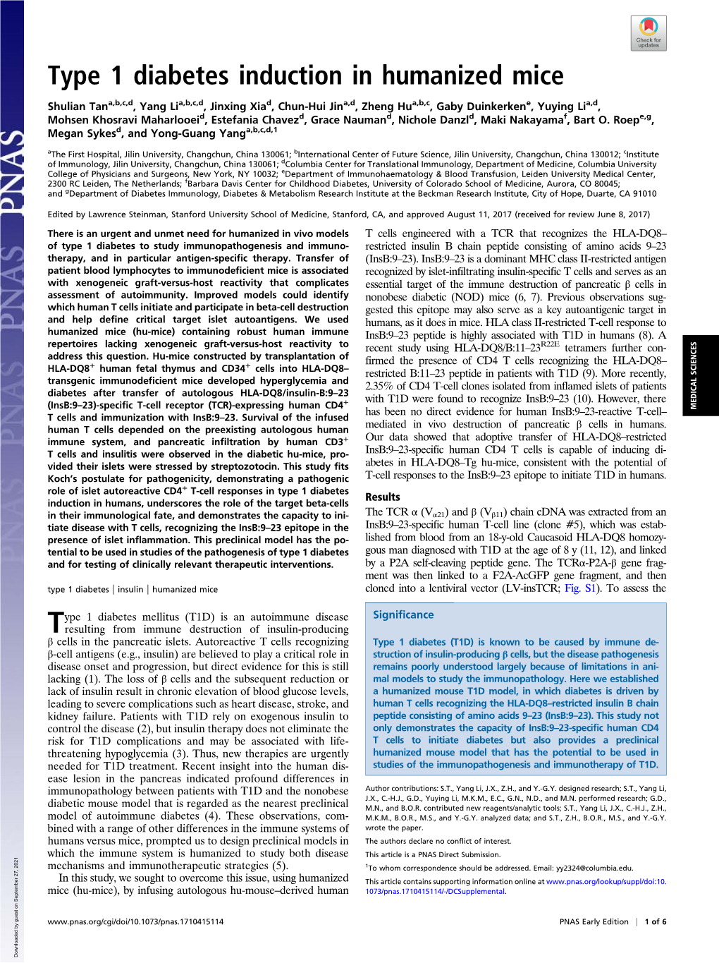 Type 1 Diabetes Induction in Humanized Mice