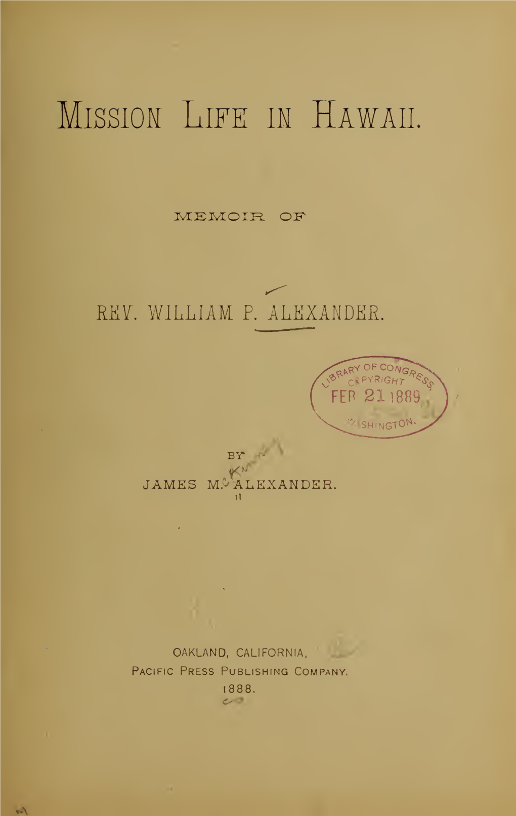 Memoir of Rev. William P. Alexander