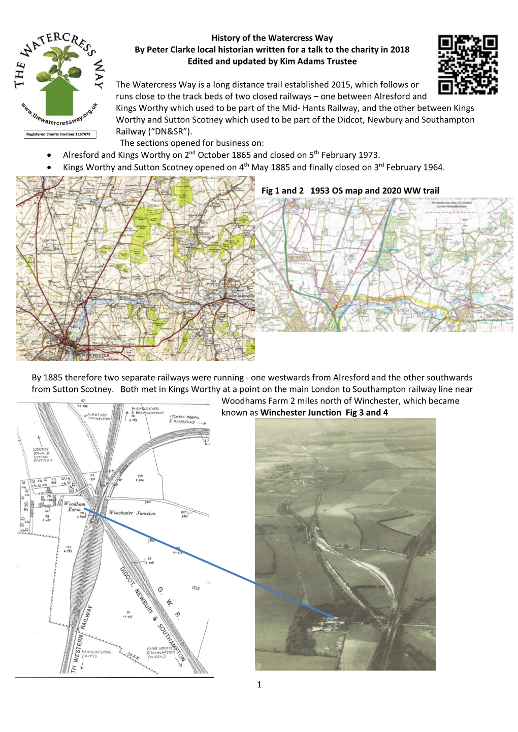 History of the Watercress Way by Peter Clarke Local Historian Written for a Talk to the Charity in 2018 Edited and Updated by Kim Adams Trustee