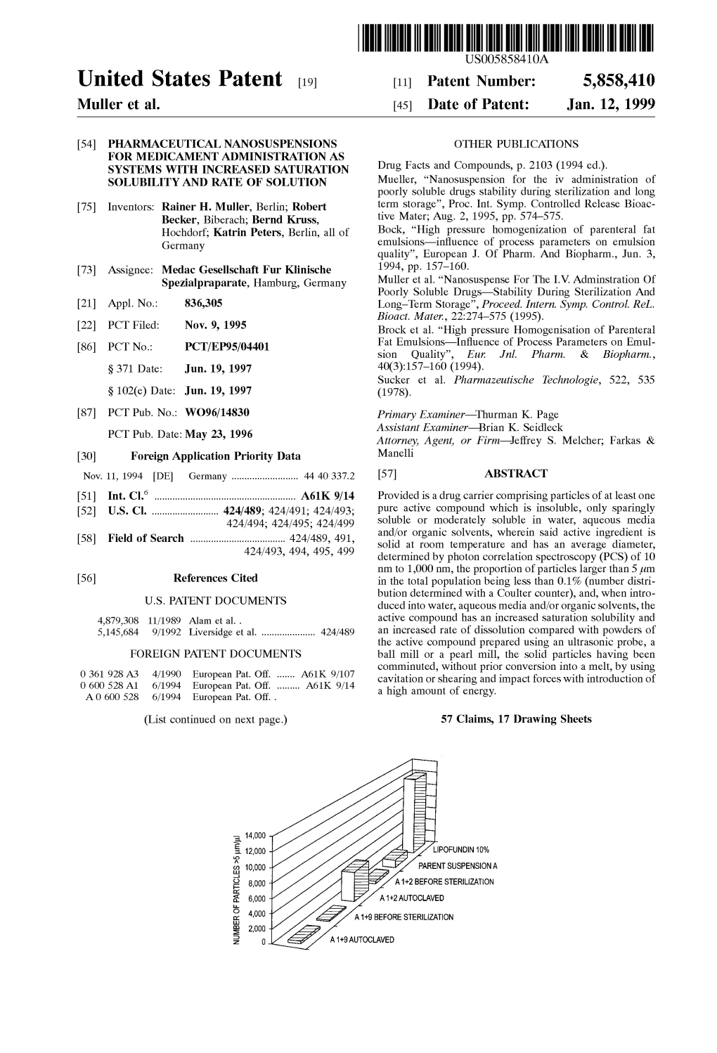 United States Patent (19) 11 Patent Number: 5,858,410 Muller Et Al