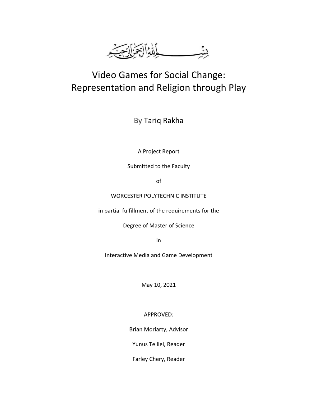 Video Games for Social Change: Representation and Religion Through Play