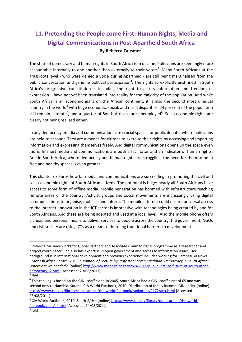 11. Pretending the People Come First: Human Rights, Media and Digital Communications in Post-Apartheid South Africa by Rebecca Zausmer1