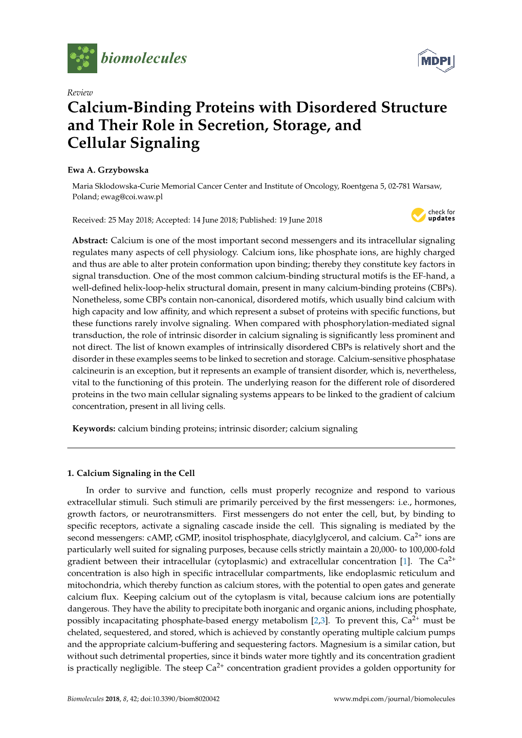 Calcium-Binding Proteins with Disordered Structure and Their Role in Secretion, Storage, and Cellular Signaling