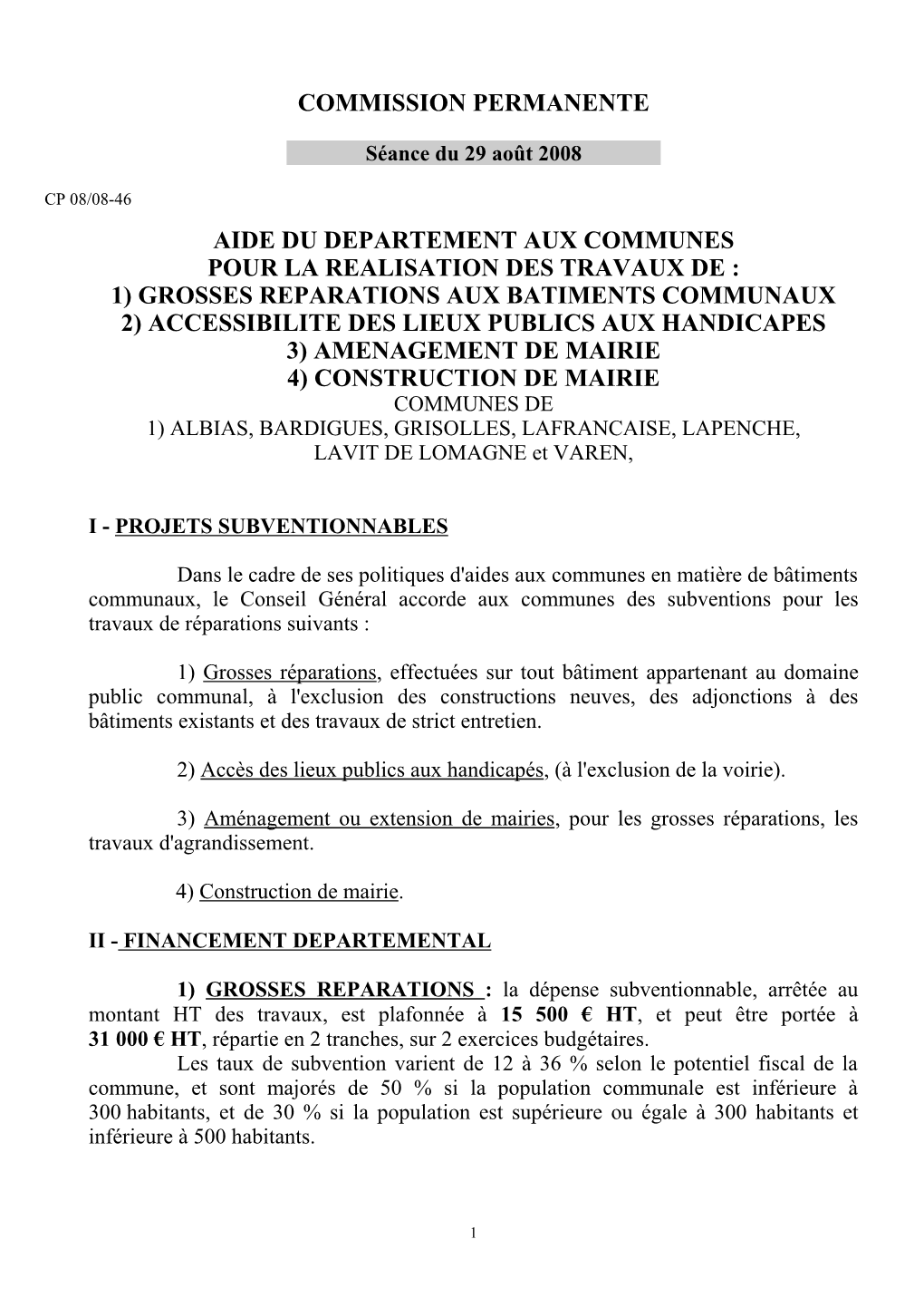 Travaux De Grosses Réparations Aux Bâtiments Communaux