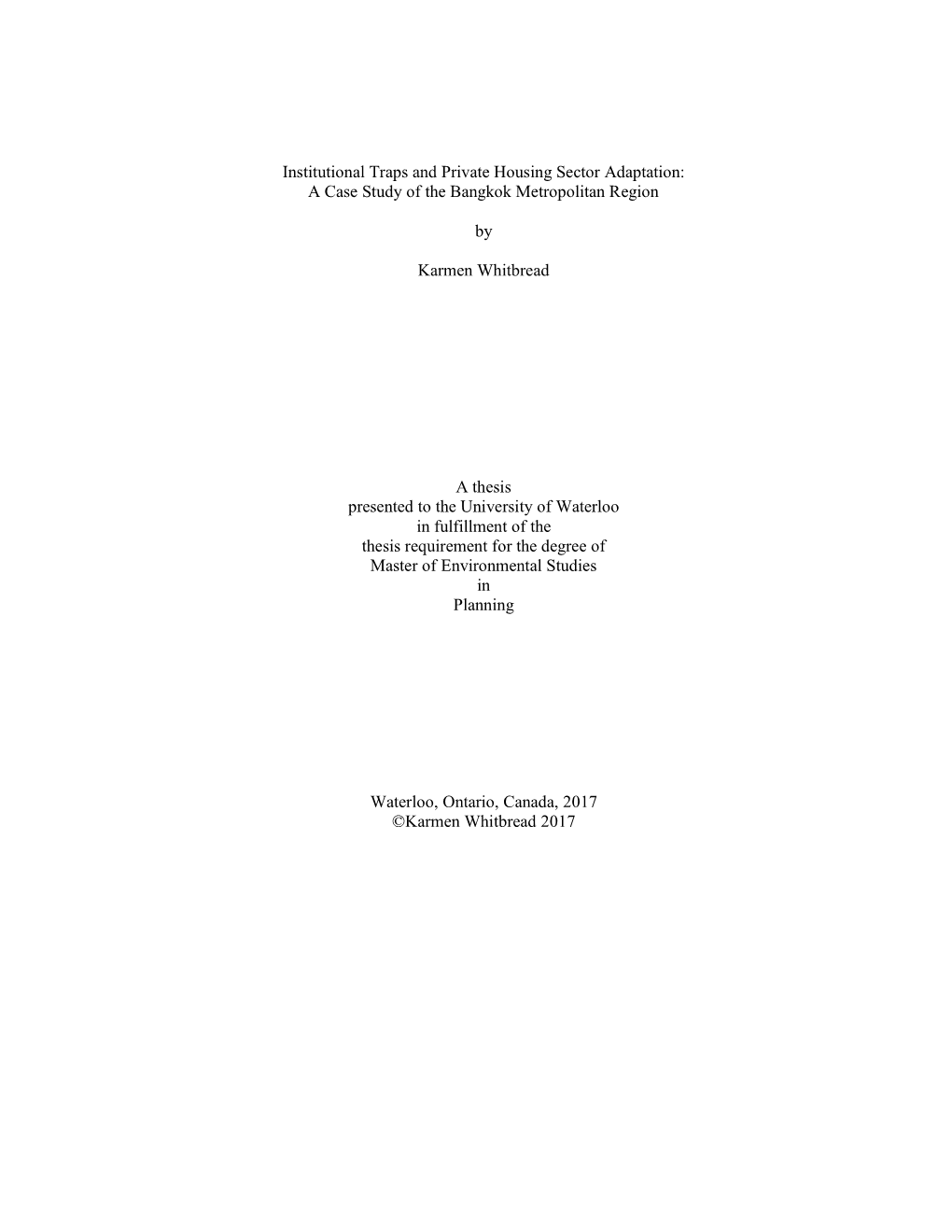 A Case Study of the Bangkok Metropolitan Region By