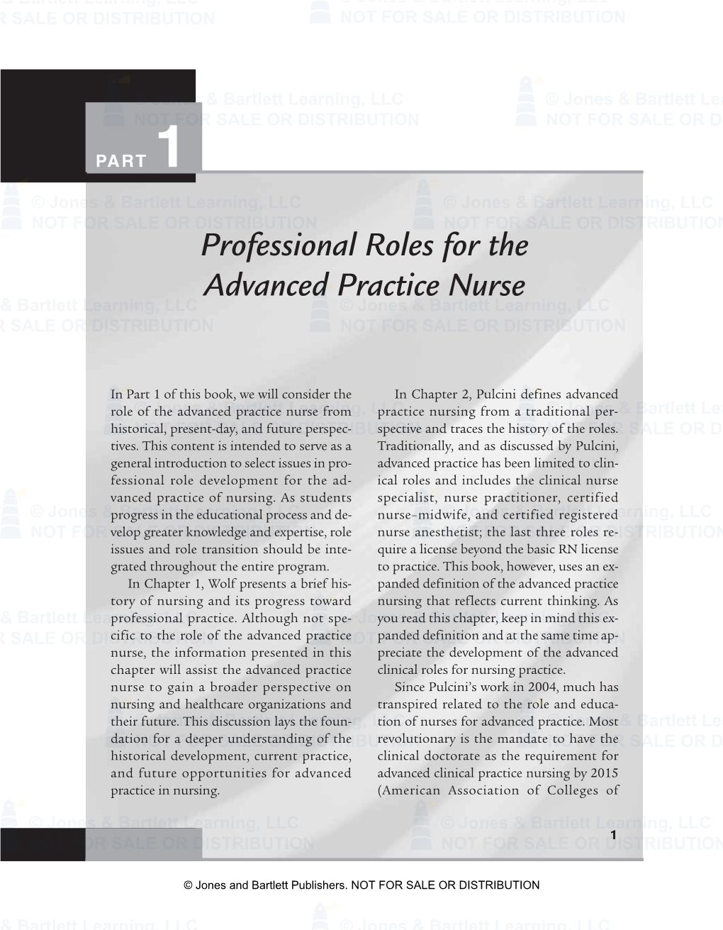 Professional Roles for the Advanced Practice Nurse